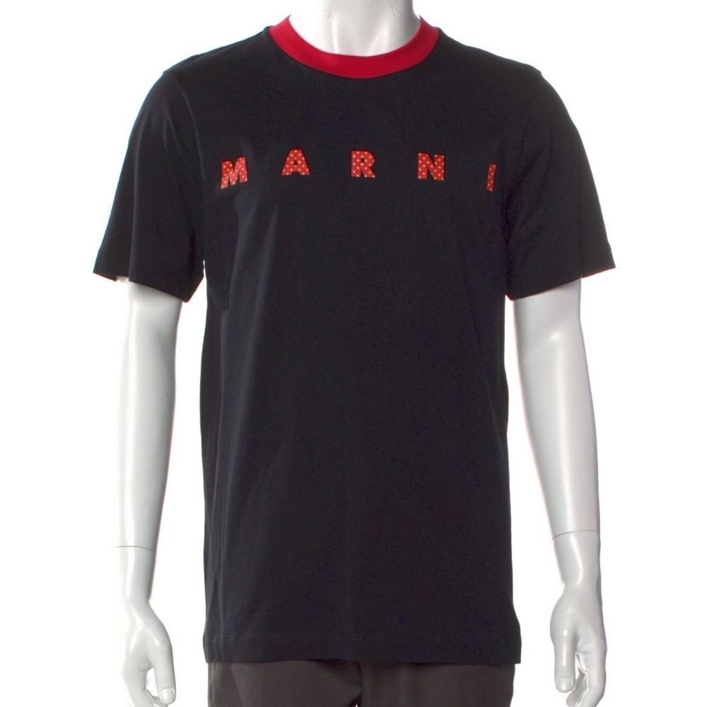 Marni Black Tee with Red Accents
